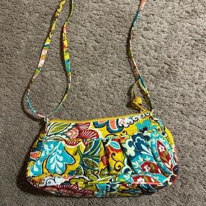 Vera Bradley Cassidy Provencal Yellow Blue Floral Print Crossbody Purse Retired